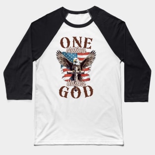 One Nation Under God 4th July Patriotic Christian American Baseball T-Shirt